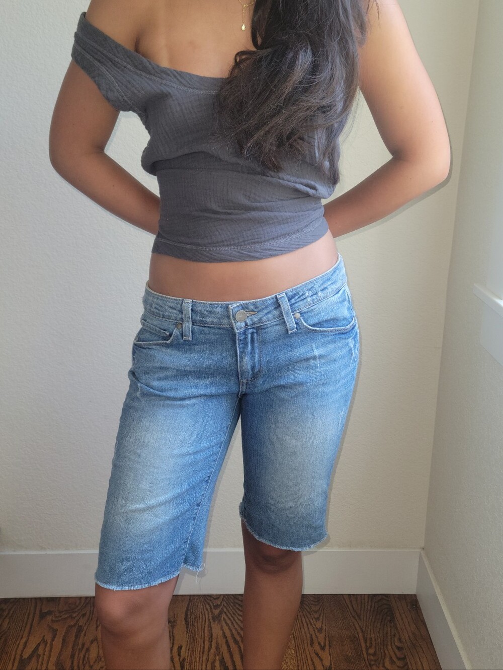 Paige Denim Low-rise Bermuda Shorts Size 27
